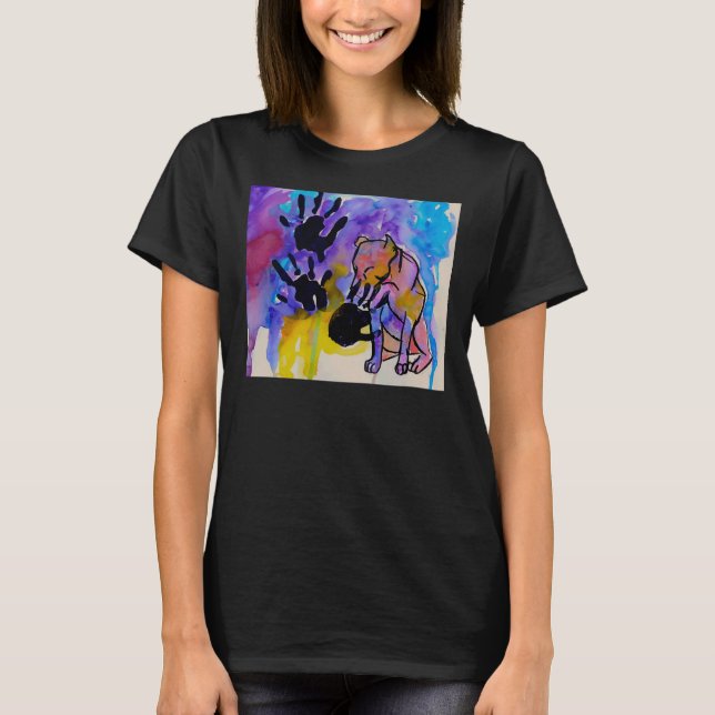 Camiseta Impresión de mano de botón (Anverso)
