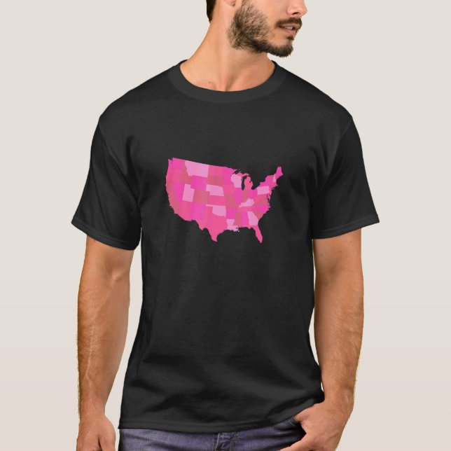 Camiseta Impresión de mapa rosa de EE.UU. (Anverso)