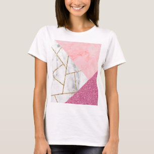 Camiseta Impresión de mármol rosa brillante