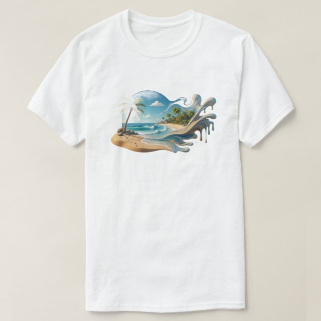 Camiseta Impresión de moda abstracta de playa en negrita (Diseño del anverso)