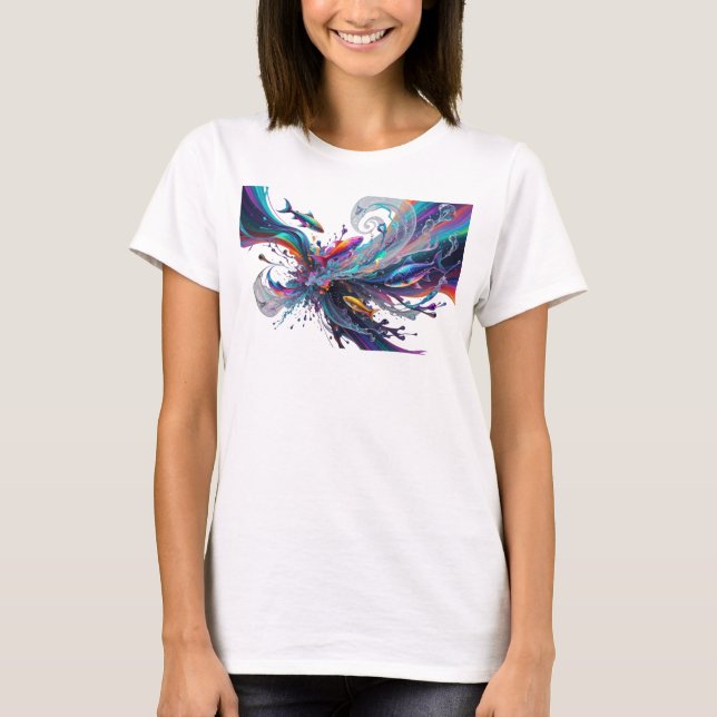 Camiseta Impresión de moda de arte abstracto Chic Silver (Anverso)