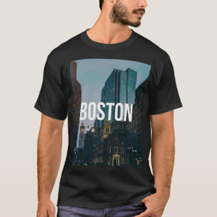 Camiseta Impresión de paisaje urbano vintage de Boston - Ar
