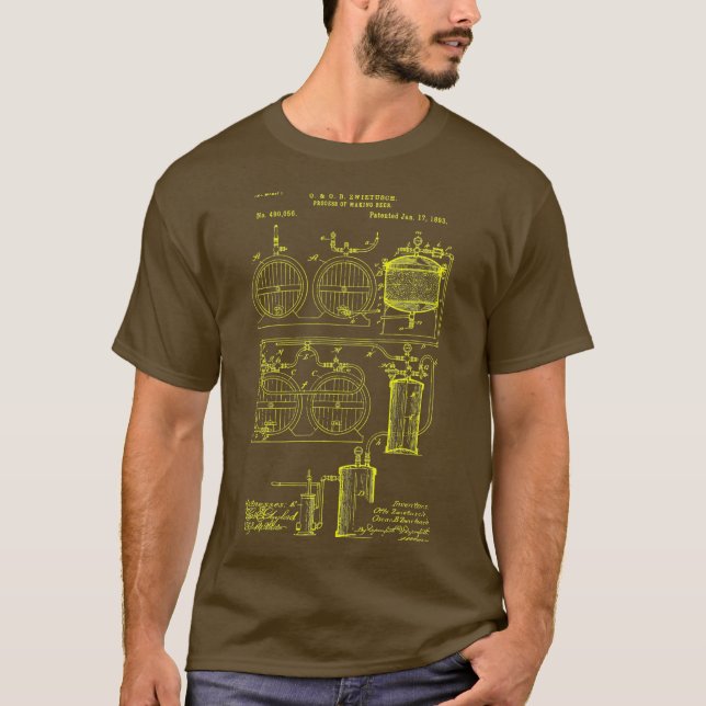 Camiseta Impresión de patente de cosecha de cerveza de arte (Anverso)