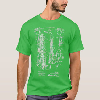 Camiseta Impresión de patente de venado de jazz saxofón 191