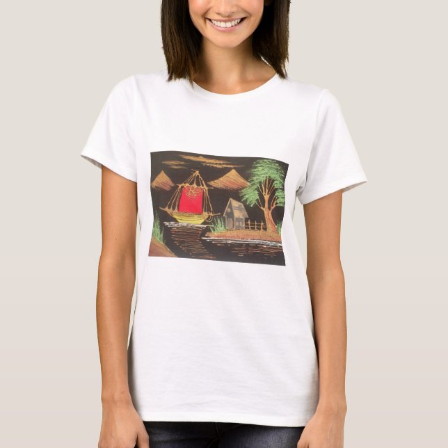 Camiseta Impresión de pintura de aceites en el paisaje del  (Anverso)