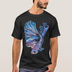 Camiseta Impresión de pintura de acuarela de pez beta azul