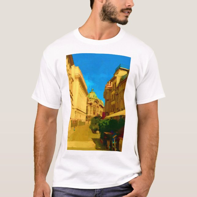 Camiseta Impresión de pintura digital Bucarest Pallace (Anverso)