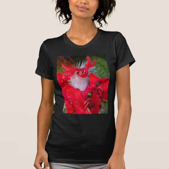 Camiseta Impresión de pinturas de plumas de pepino rojo (Anverso)