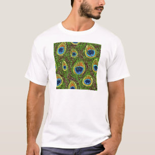 Camiseta Impresión de plumas de pavo real colorido RAB Rock