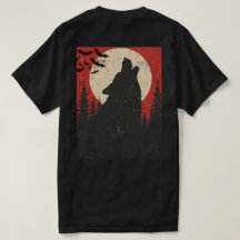 Impresión de terror retro Luna Llena Lobo Aullador