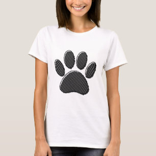 Camiseta Impresión de tracción de cachorro rayada en blanco