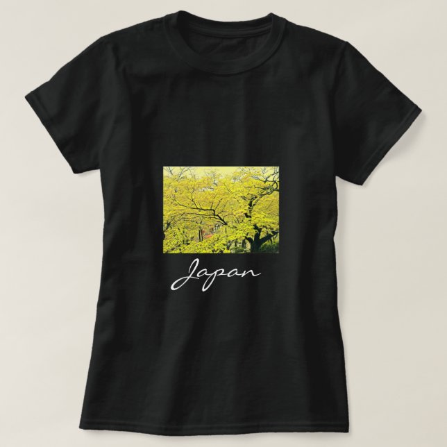 Camiseta Impresión de viaje del árbol de gingko amarillo ja (Diseño del anverso)