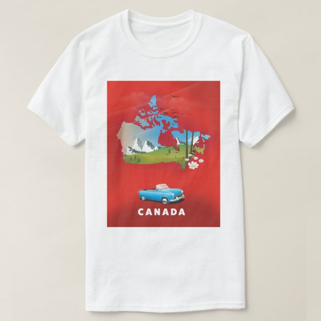 Camiseta Impresión de viaje ilustrada de Canadá. (Diseño del anverso)