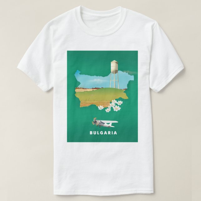 Camiseta impresión de viaje mapa de Bulgaria (Diseño del anverso)
