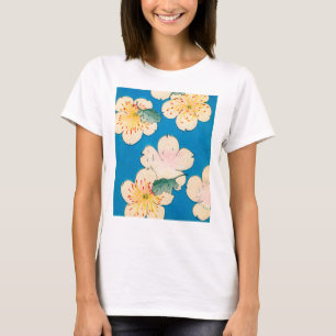 Camiseta Impresión de Woodblock del color de los flores de