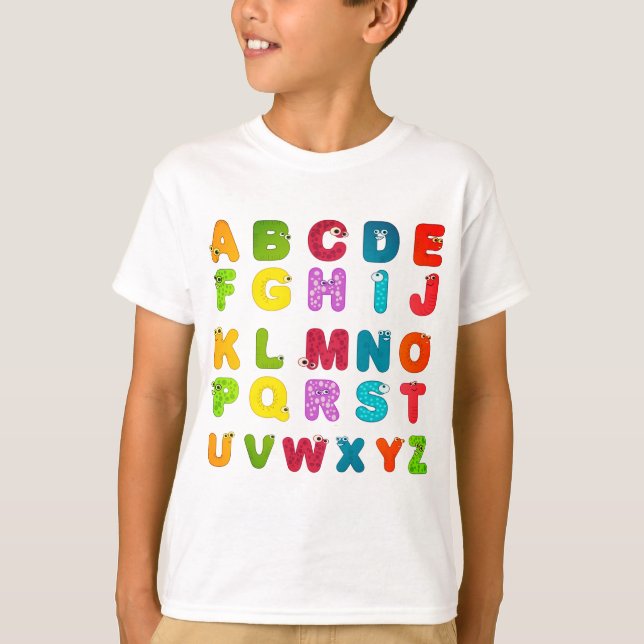 Camiseta Impresión del alfabeto de las letras del dibujo (Anverso)