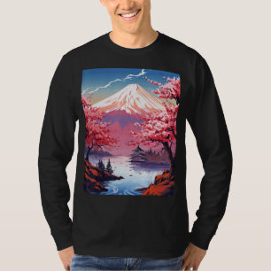 Camiseta Impresión del arte paisajístico japonés del Monte 