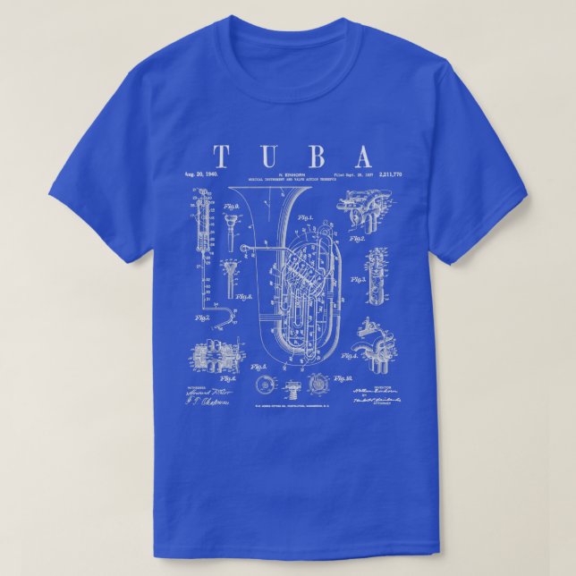 Camiseta Impresión del dibujo tubista de la patente tubísta (Diseño del anverso)