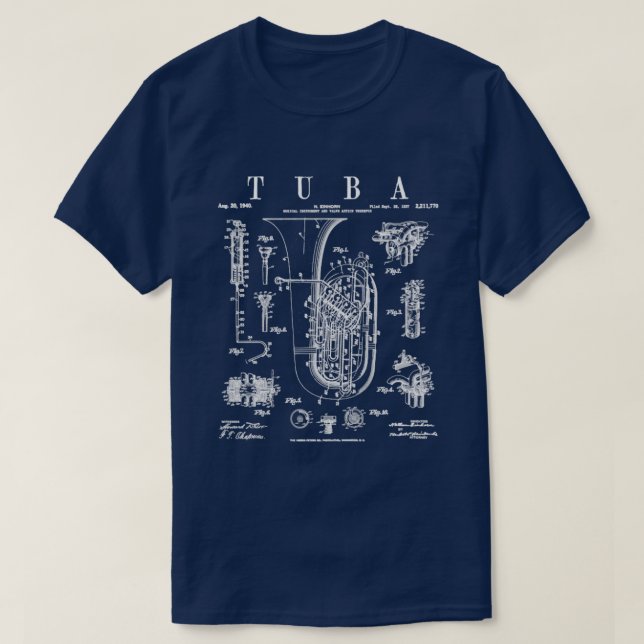 Camiseta Impresión del dibujo tubista de la patente tubísta (Diseño del anverso)