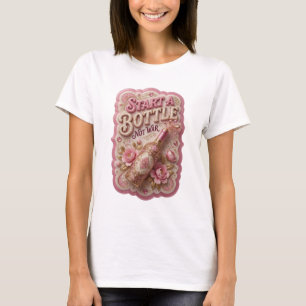 Camiseta Impresión elegante de oro COMIENZA UNA BOTELLA NO