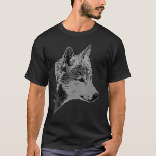 Camiseta Impresión facial de depredador de cabeza de lobo c