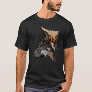 Camiseta Impresión facial de depredador de cabeza de lobo c