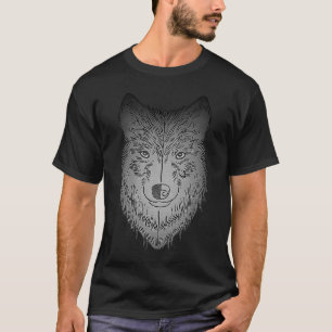 Camiseta Impresión facial de depredador de cabeza de lobo c