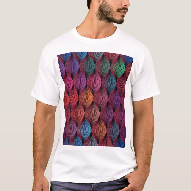 Camiseta Impresión geométrica ondulada multicolor (Anverso)