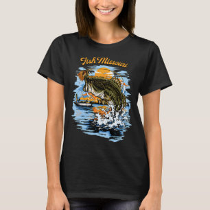 Camiseta Impresión gráfica de pesca de lubina de boca grand