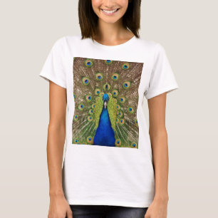 Camiseta Impresión hermosa de las plumas del pavo real y de