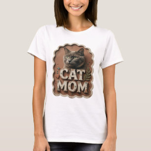 Camiseta Impresión icónica naranja CAT MOM