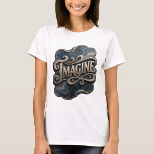 Camiseta Impresión IMAGINA de oro moderno