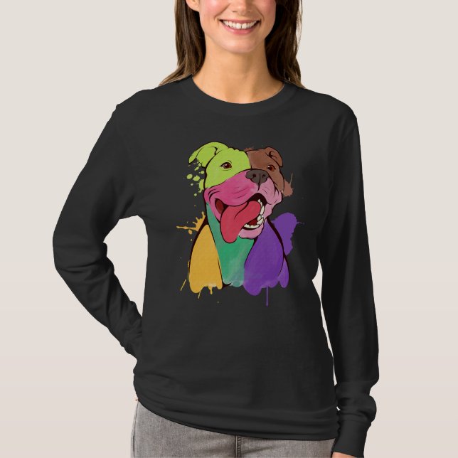 Camiseta Impresión impresionante de Pitbull Pit Bull Terrie (Anverso)