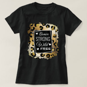 Camiseta Impresión inspiradora de oro y animales negros