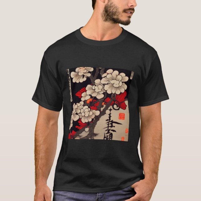 Camiseta Impresión japonesa de cerezo en flor (Anverso)