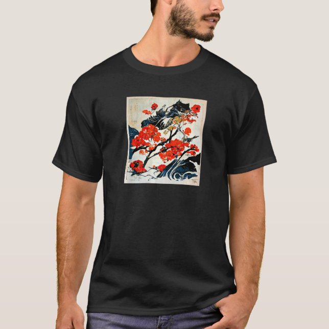 Camiseta Impresión japonesa de cerezo en flor (Anverso)