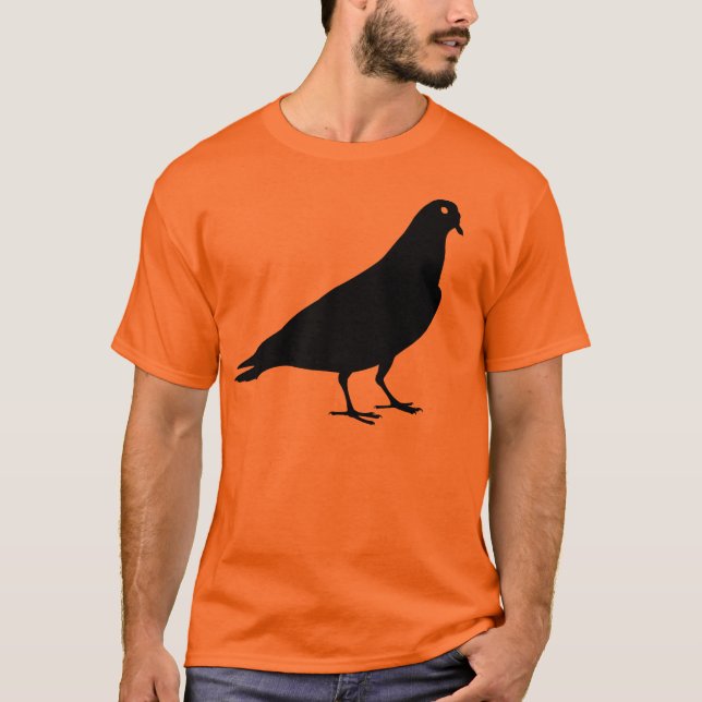 Camiseta Impresión negra del pájaro de la paloma (Anverso)