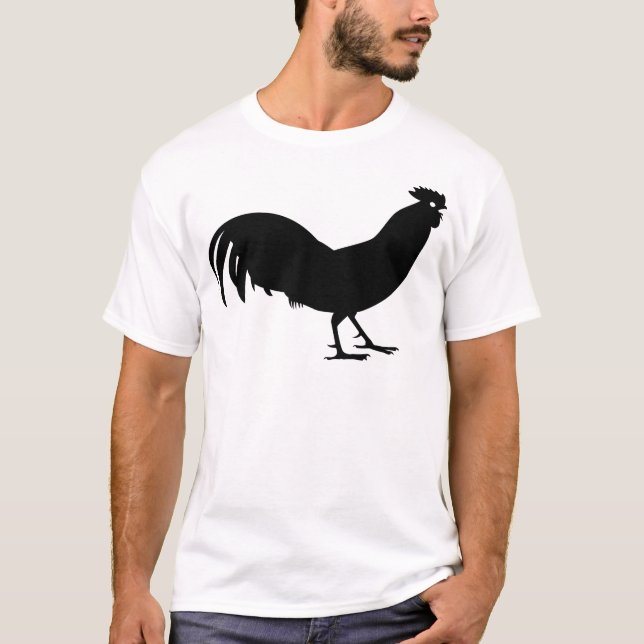 Camiseta Impresión negra del pájaro del gallo (Anverso)