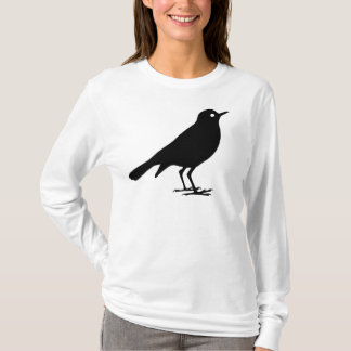 Camiseta Impresión negra del pájaro del petirrojo
