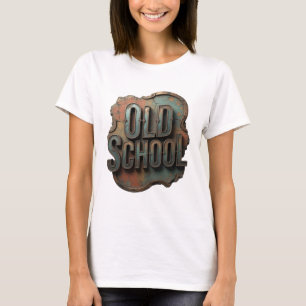 Camiseta Impresión OLD SCHOOL de plata elegante