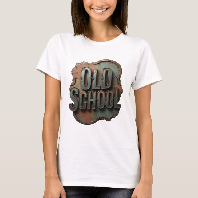 Camiseta Impresión OLD SCHOOL de plata elegante (Anverso)