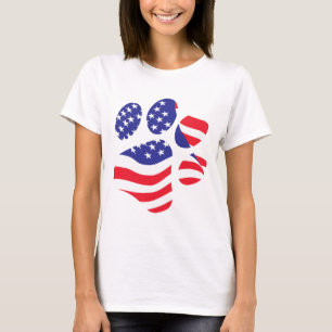 Camiseta Impresión patriótica de la pata de animales
