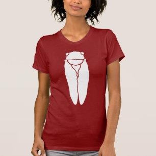 Camiseta Impresión retra blanca del insecto de la cigarra