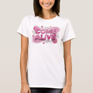 Camiseta Impresión rosa limpia VEN A VIVIR