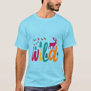 Camiseta Impresión salvaje colorida con gráfico de bosque y