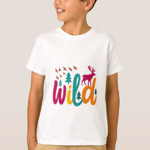 Camiseta Impresión salvaje colorida con gráfico de bosque y