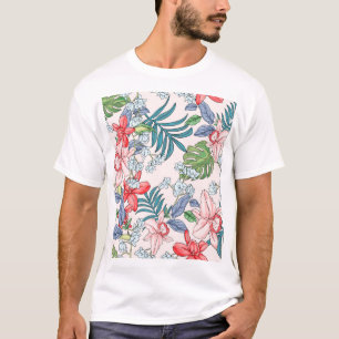 Camiseta Impresión sin foco de la selva tropical colorida
