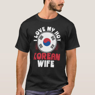 Camiseta Impresión trasera Amo a mi caliente esposa coreana