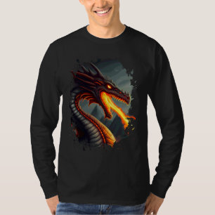 Camiseta Impresión trasera Dragón de fuego que respira fueg
