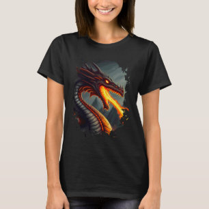 Camiseta Impresión trasera Dragón de fuego que respira fueg